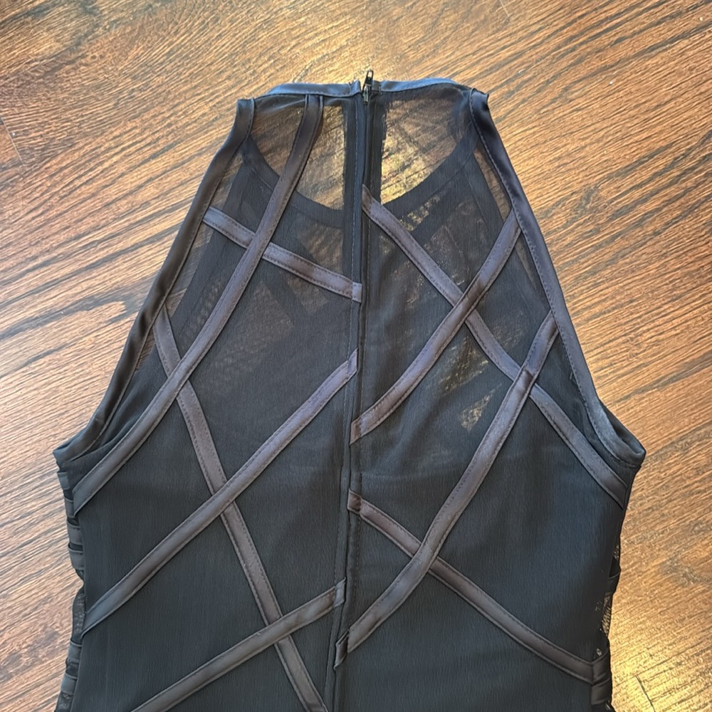 TADASHI SHOJI Elegant Long Black Sheer Dress -Fitted as Mini/Sheer to Floor~Sz S - Picture 9 of 14